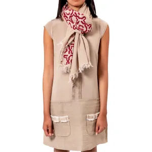 BEIGE LINEN SHAWL BURGUNDY ALHAMBRA