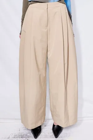Beige Two Tuck Balloon Pant