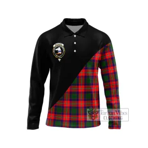 Belsches Tartan Long Sleeve Polo Shirt with Family Crest and Military Logo Style