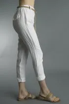 Belt Roped Italian Linen Capri Pants