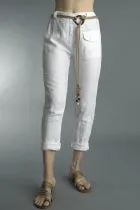 Belt Roped Italian Linen Capri Pants