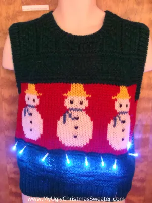 Best 80s Snowmen Light Up Ugly Xmas Sweater Vest
