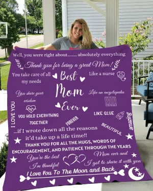 Best Mom Ever Plush Fleece Blanket