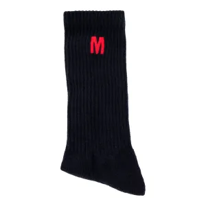 Big M (Embroidered) Sock - Black/Red