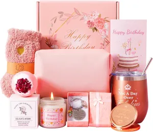 Birthday Gifts For Women, Happy Birthday Hamper Basket For Her, Turning A New Year Old Female Birthday Gifts,Birthday Pamper Box For Ladies, Personalised Birthday Presents For Mom Wife