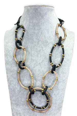 Black & Beige Hoops Statement Necklace Alisha D