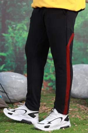 Black & Maroon Stripe Zip Hem Trouser (Plus Size) - W22 - MTR057P