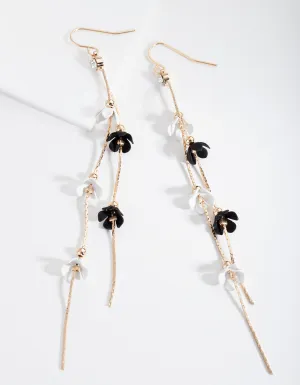 Black & White Flower Drop Earrings