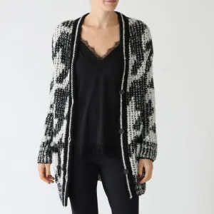 Black and White Chickcheck Knit Cardigan