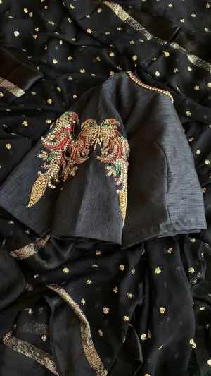 Black Bird heavy design hand worked blouse