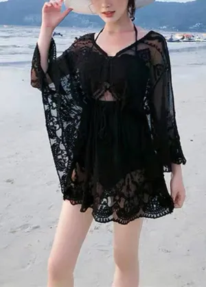 Black Butterfly Holiday Bikini Cover Ups Summer LY3020