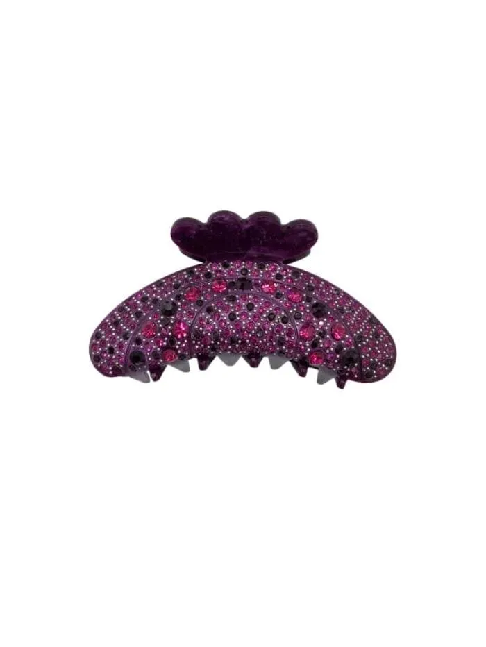 Black Colour T Hair Claw Premium Dark Purple With Rhinestones 5503 DP-OS