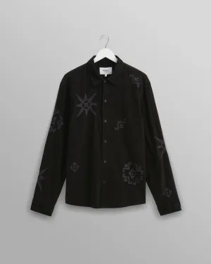 Black Cord Geo Embroidery Shirt