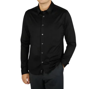 Black Cotton Jersey Casual Shirt