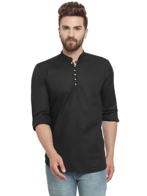 Black Cotton Solid Casual Shirt