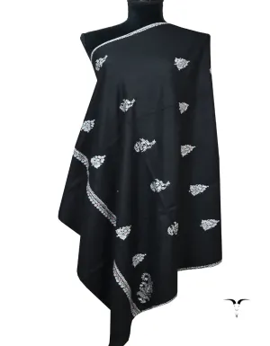 Black Embroidery Pashmina Shawl 7120