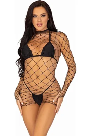 Black Fence Net Mini Dress