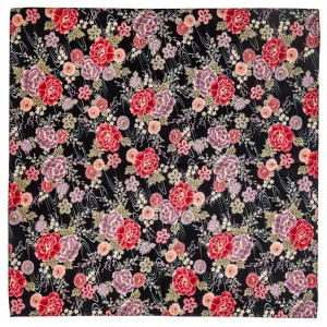 Black Floral Japanese Handkerchief