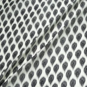 Black Ikat Printed Ivory Silk Gazar