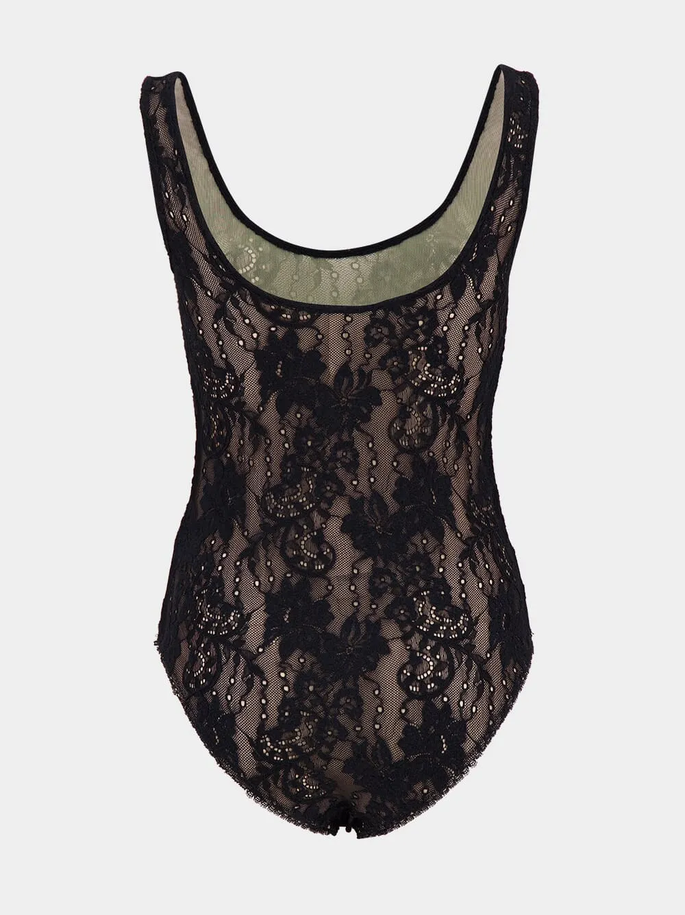 Black Lace Scoop Neck Bodysuit