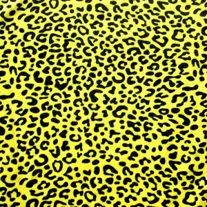 Black Leopard Print on Yellow Knit Fabric