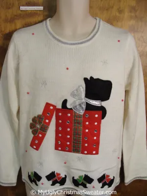 Black Scottie Dog Ugly Christmas Sweater Pullover