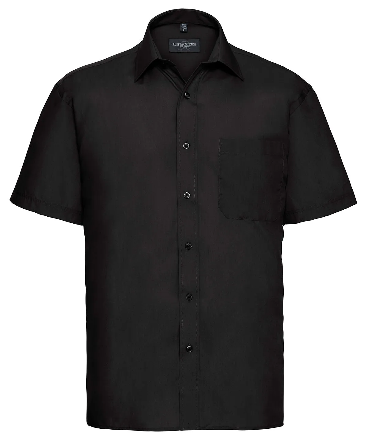 Black - Short sleeve polycotton easycare poplin shirt
