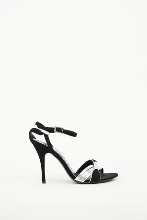 Black Suede & Silver Sandal