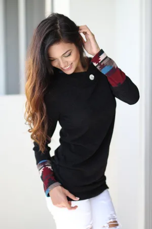 Black Tunic With Aztec Hoodie