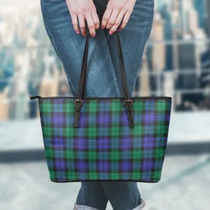 Black Watch Modern Tartan Leather Tote Bag