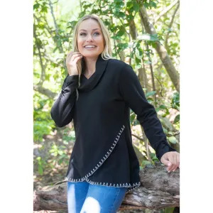 Black Whip Stitch Cowl neck Tunic