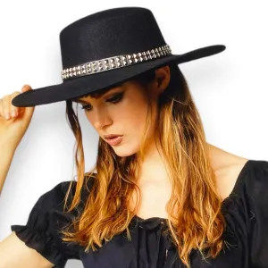Black Wide Brim Pork Pie Hat