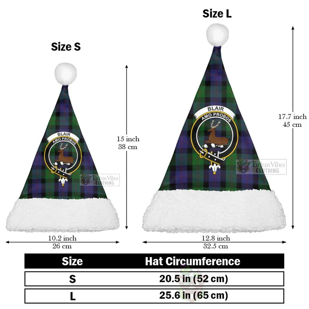 Blair Tartan Christmas Santa Hats with Family Crest