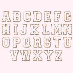 Blanc Glitter Varsity Letter Patch