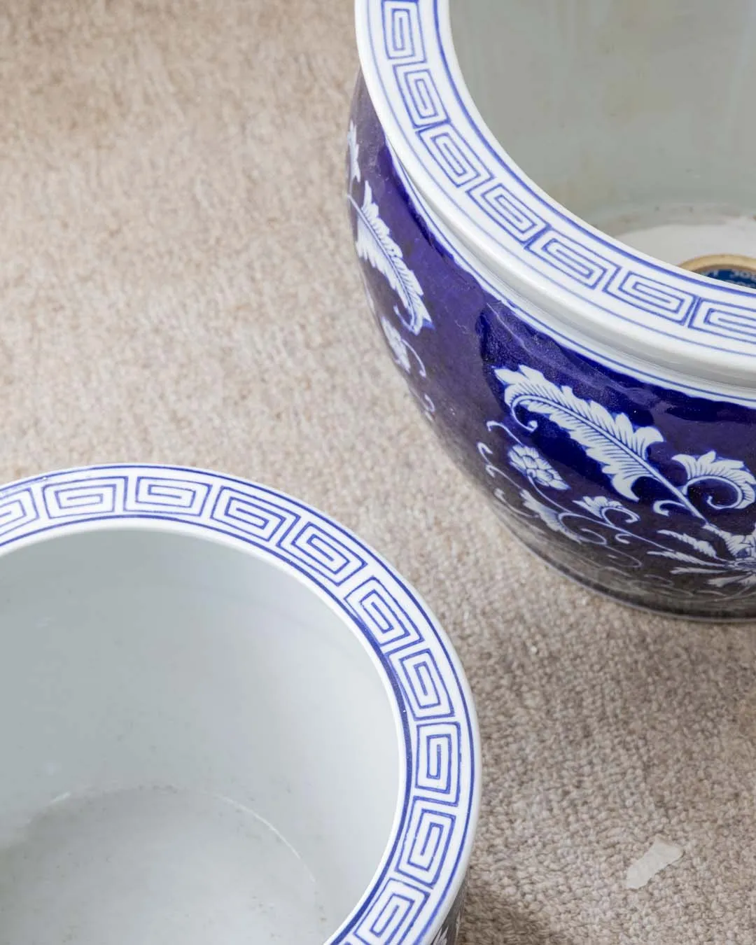 Blue & White Ceramic Garden Pots - Set of 2