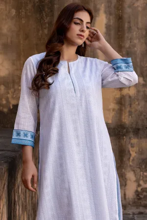 Blue And White Double Layered Kurta