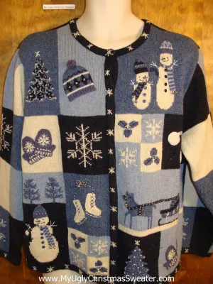 Blue Blocks of Winter Fun Novelty Funny Holiday Sweater