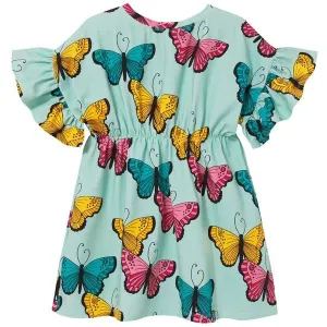 Blue Butterflies Short Sleeve Romantic Dress