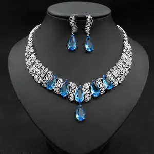 Blue Cubic Zirconia Evening Jewelry- Great for Quinceañera or Weddings