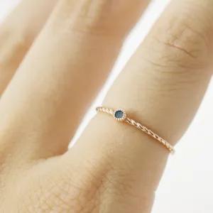 Blue diamond twirled band Ring - 14K/ 18K Gold