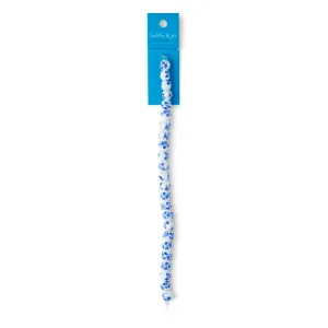 Blue Flowers on White Ceramic Beads 7in