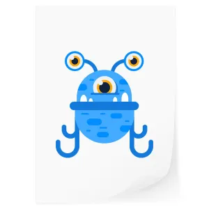 Blue Joyful Monster DTF Transfer