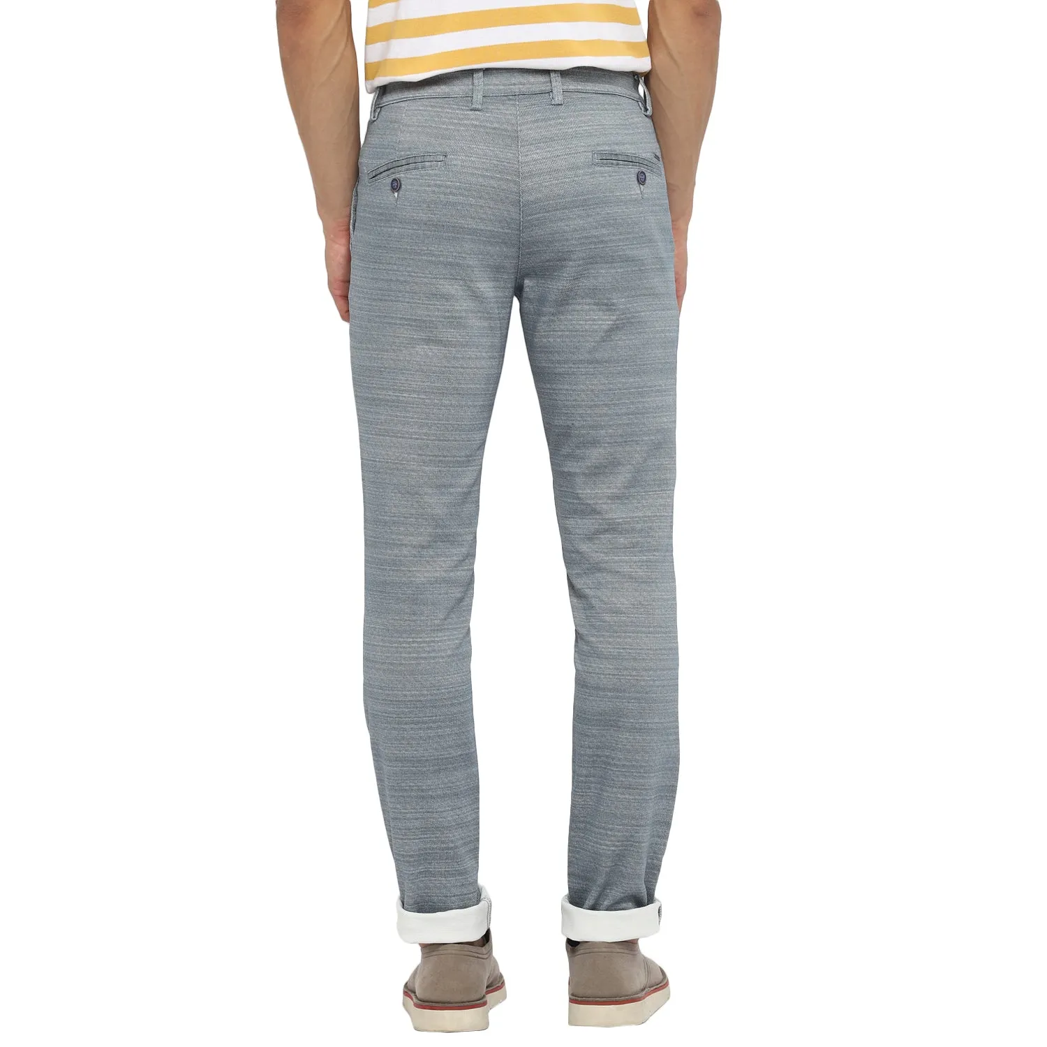 Blue Narrow Fit Printed Trouser