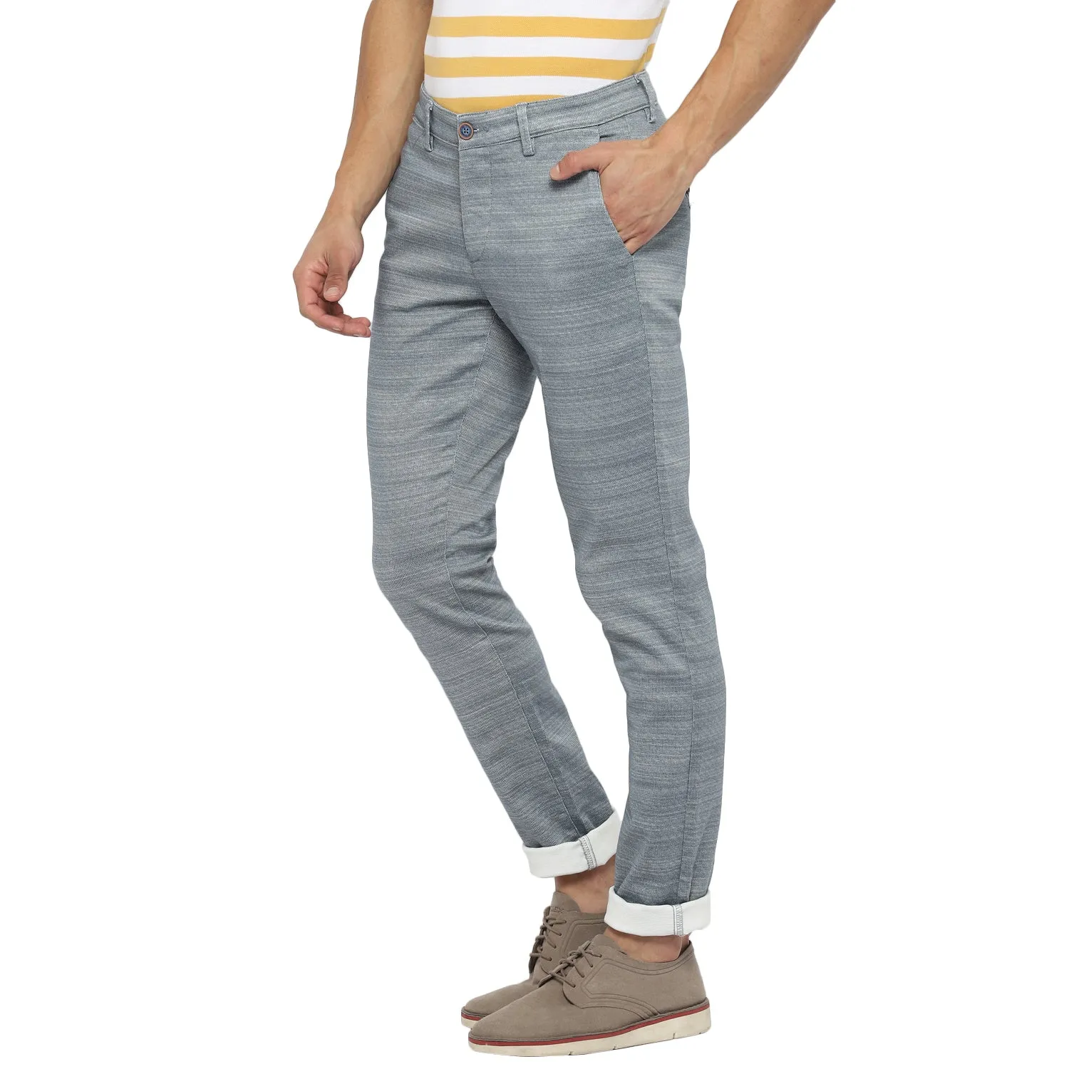Blue Narrow Fit Printed Trouser