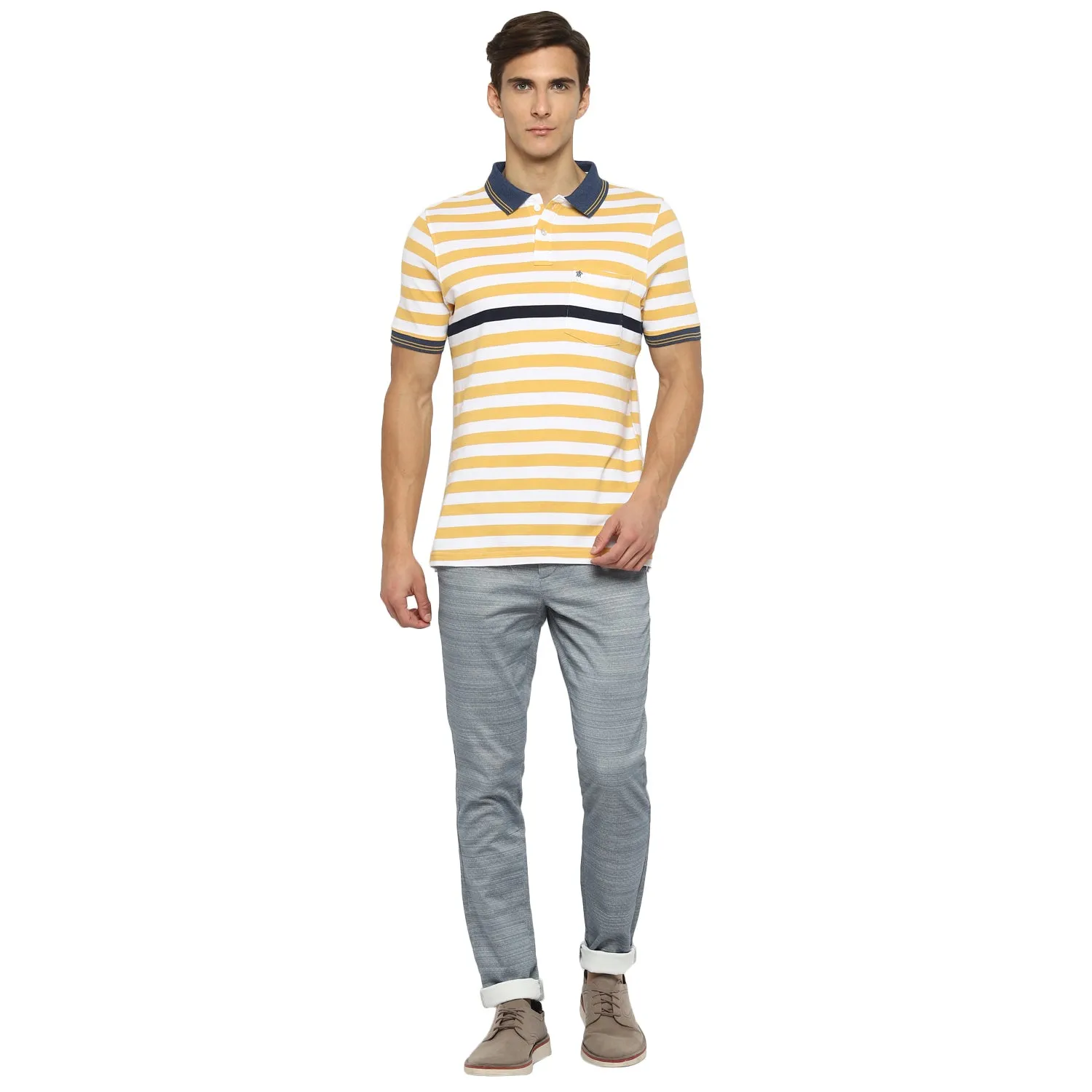 Blue Narrow Fit Printed Trouser