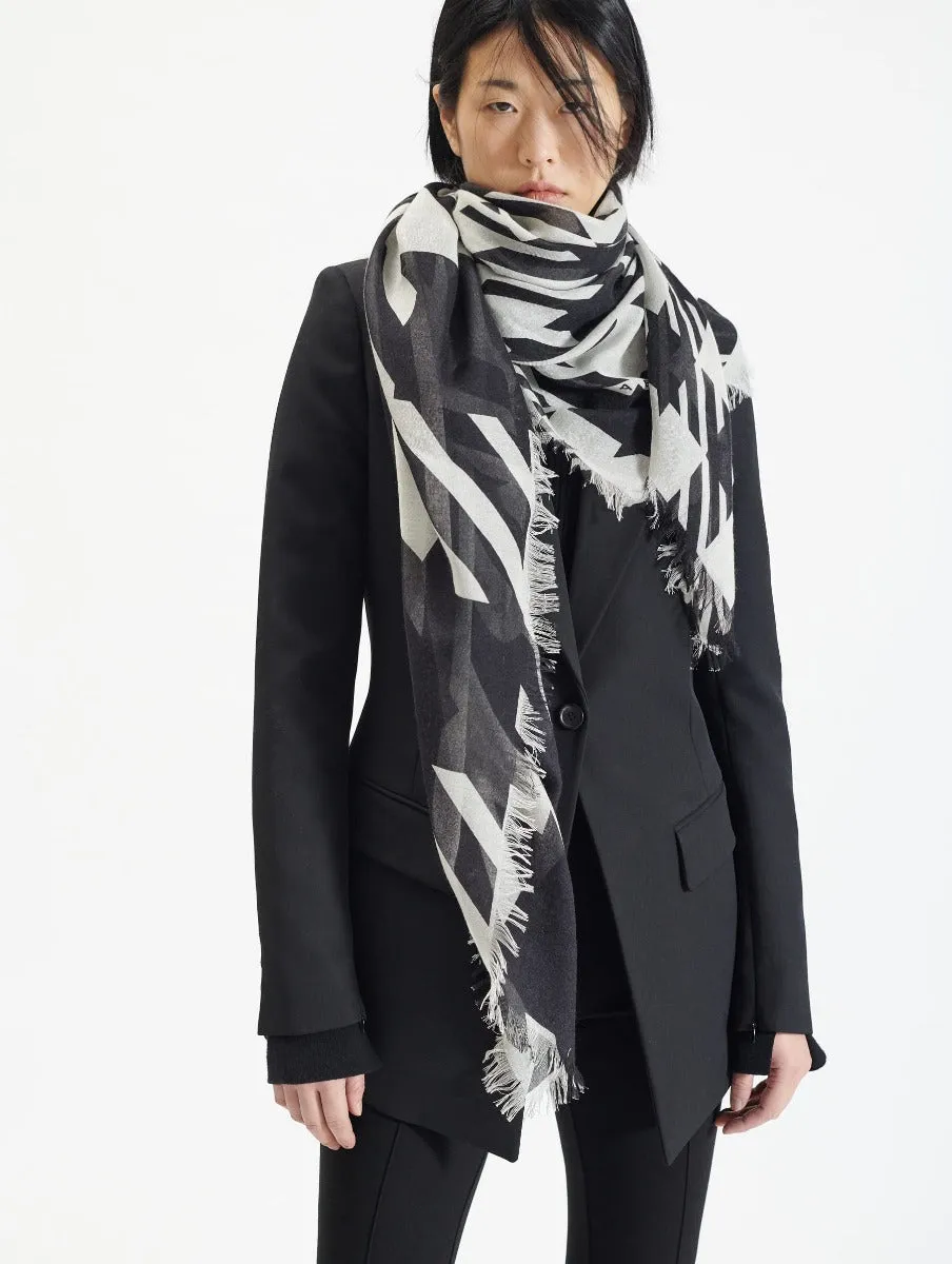 Blue "Check" printed scarf