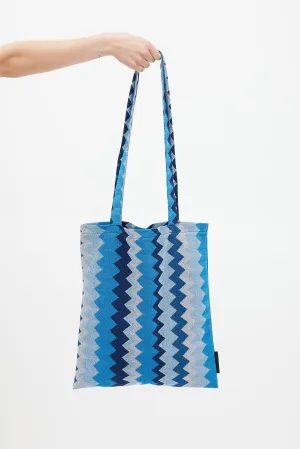 Blue Sparkly Zigzag Tote Bag