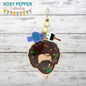 Bob applique shaker ornament/bag tag/bookmark machine embroidery design DIGITAL DOWNLOAD
