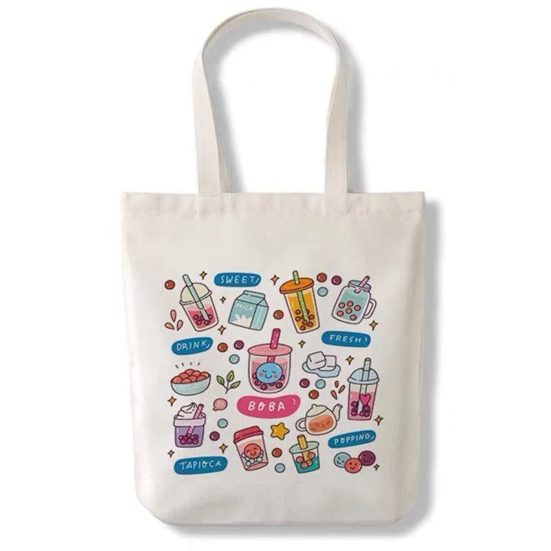 Boba Tote Bag Large Canvas Women Shoulder Tote Bag