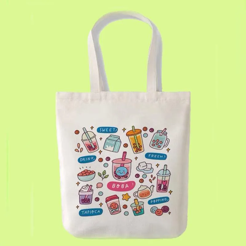 Boba Tote Bag Large Canvas Women Shoulder Tote Bag